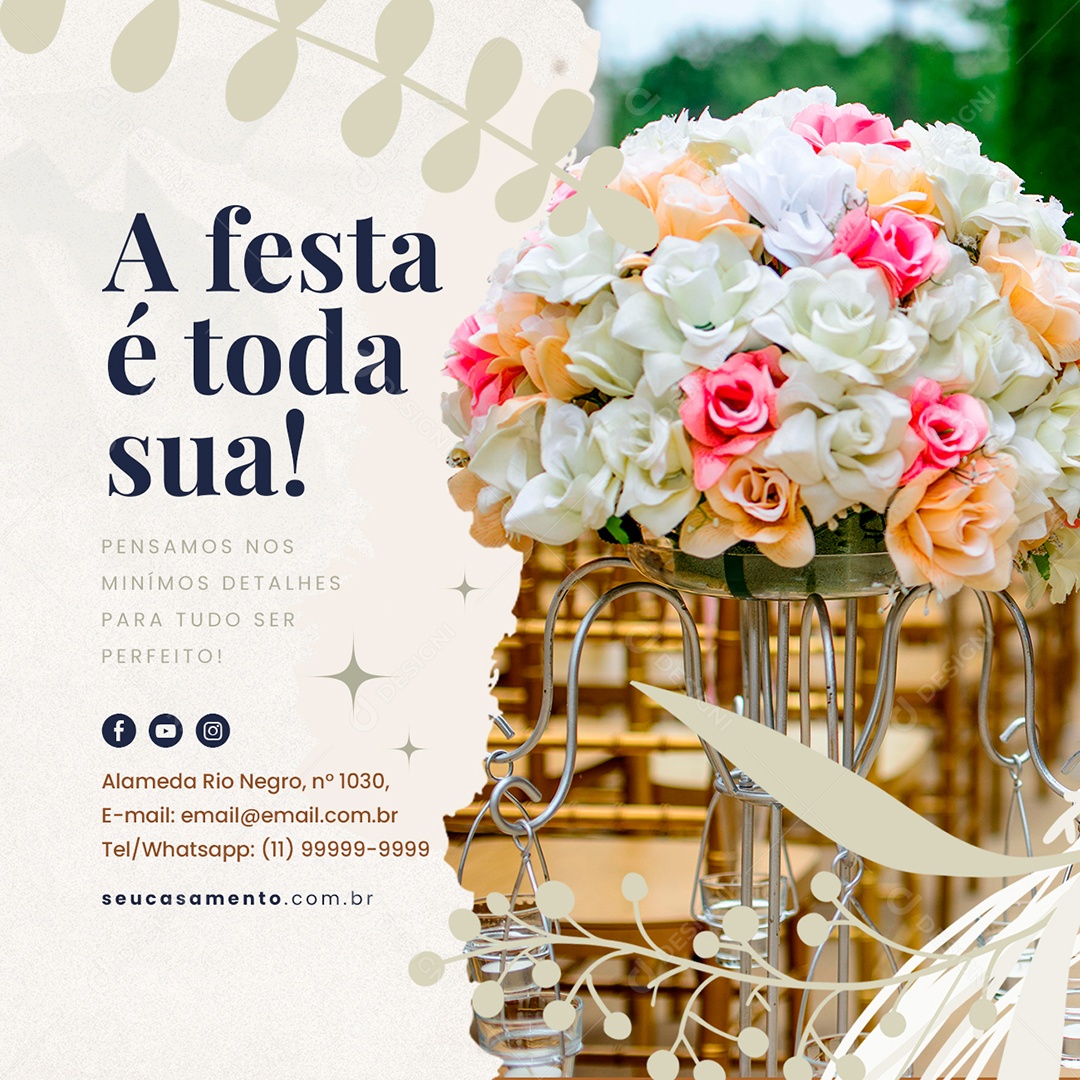 A Festa é Toda Sua Cerimonialista Social Media PSD Editável