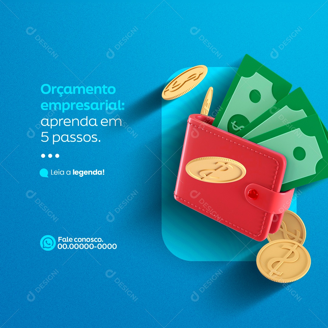 Orçamento Empresarial: Aprenda em 5 Passos. Contabilidade Social Media PSD Editável