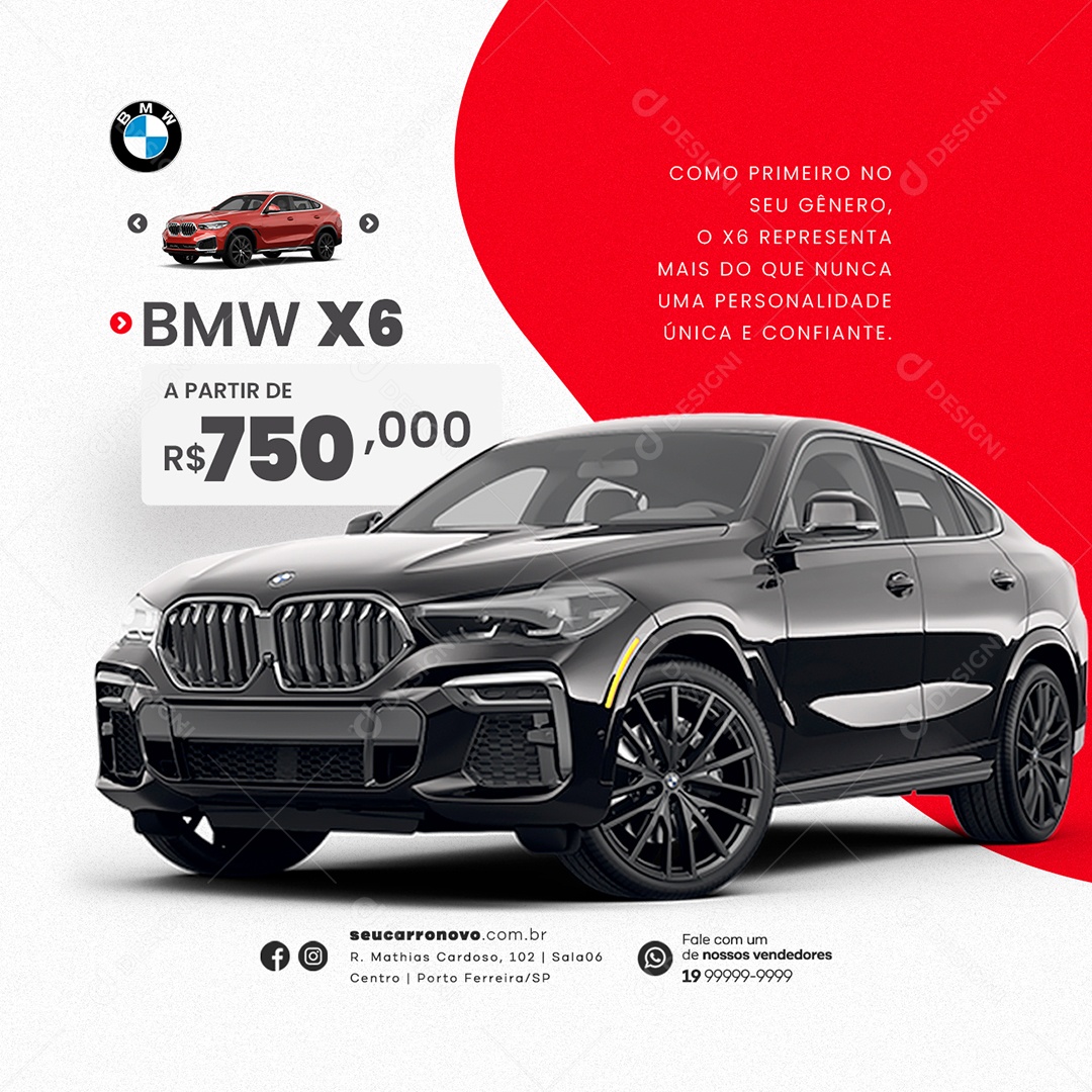 BMW X6 A Partir 750,00 Concessionária Social Media PSD Editável