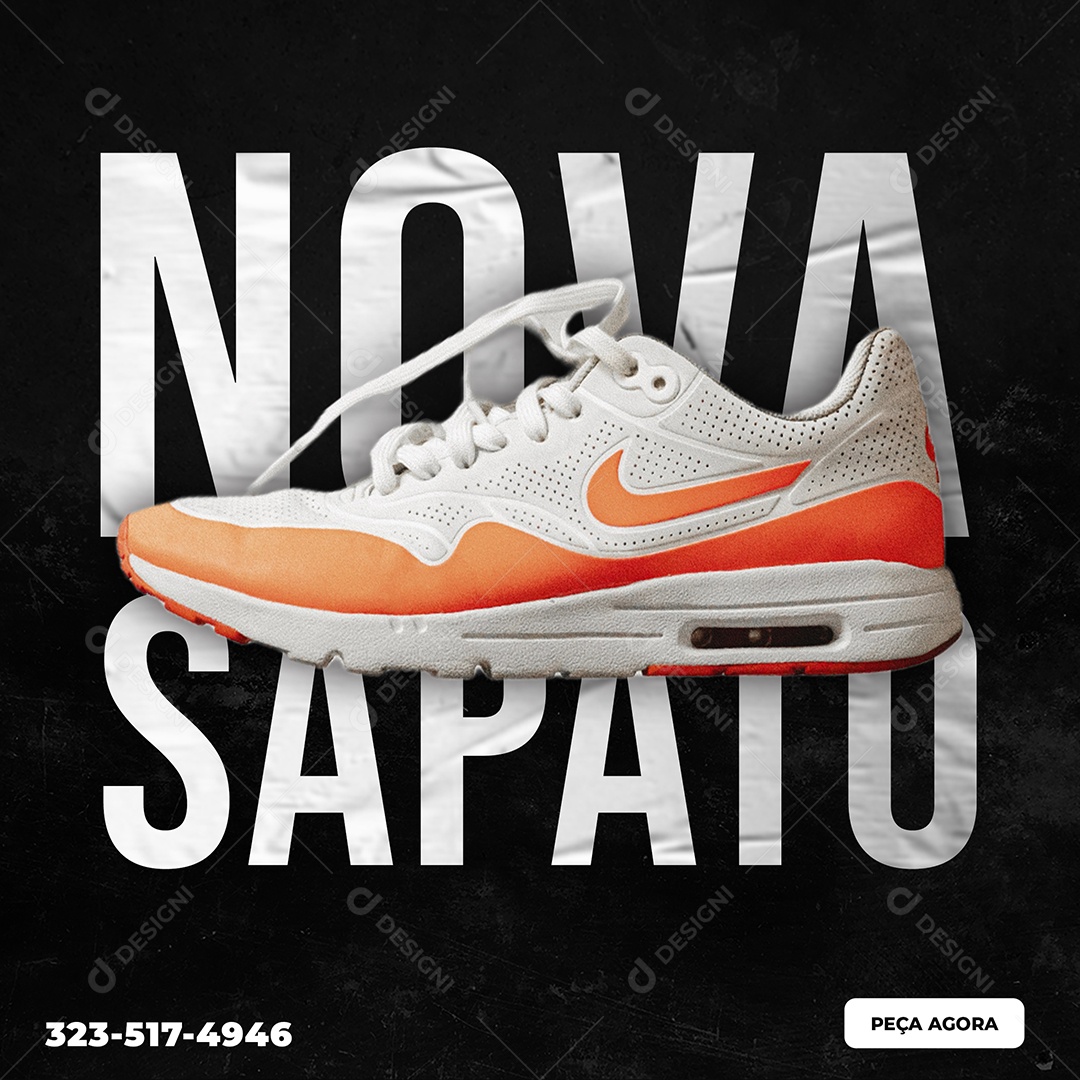 Novo Sapato Venha Conferir Social Media PSD Editável