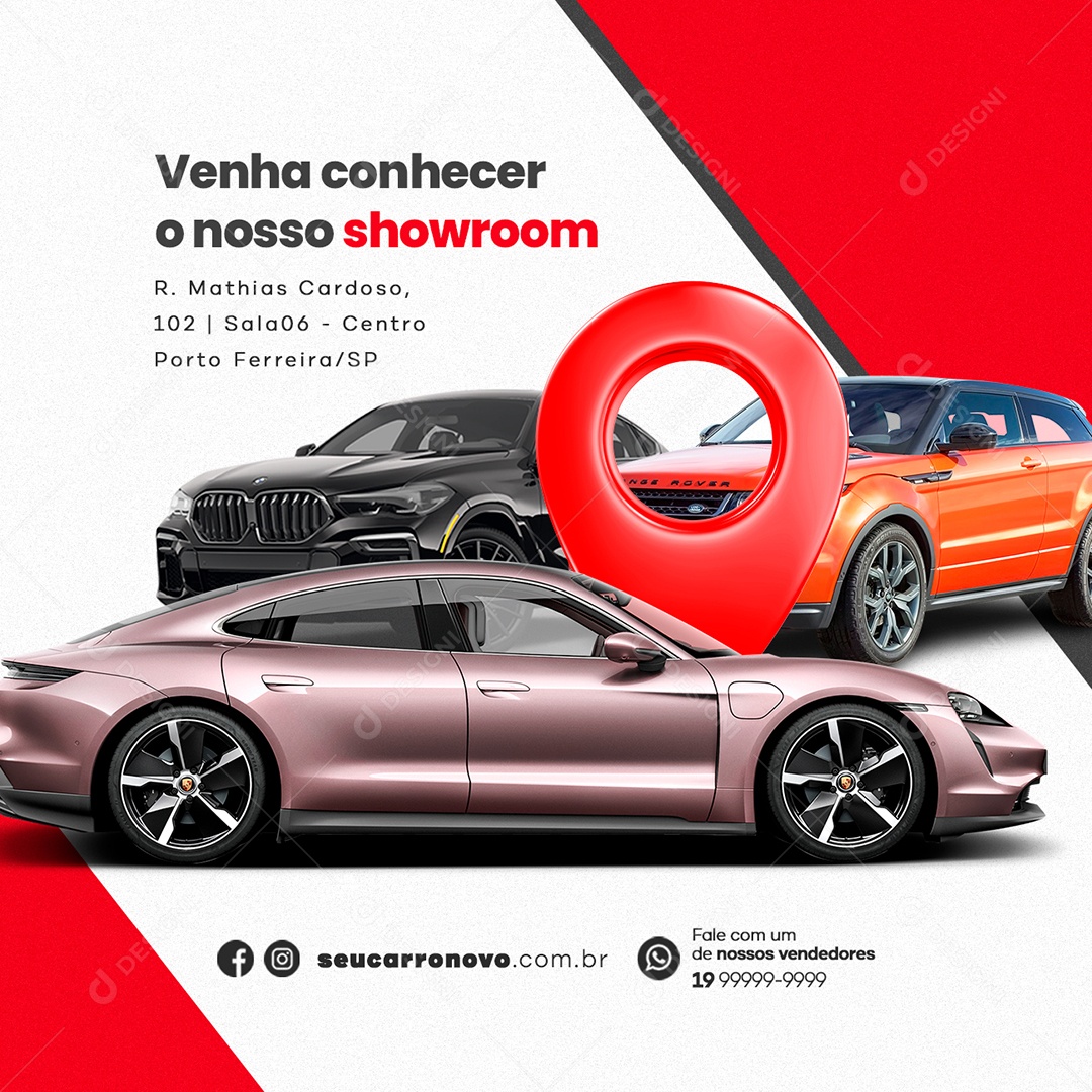 Venha Conhecer o Nosso Showroom Concessionária Social Media PSD Editável