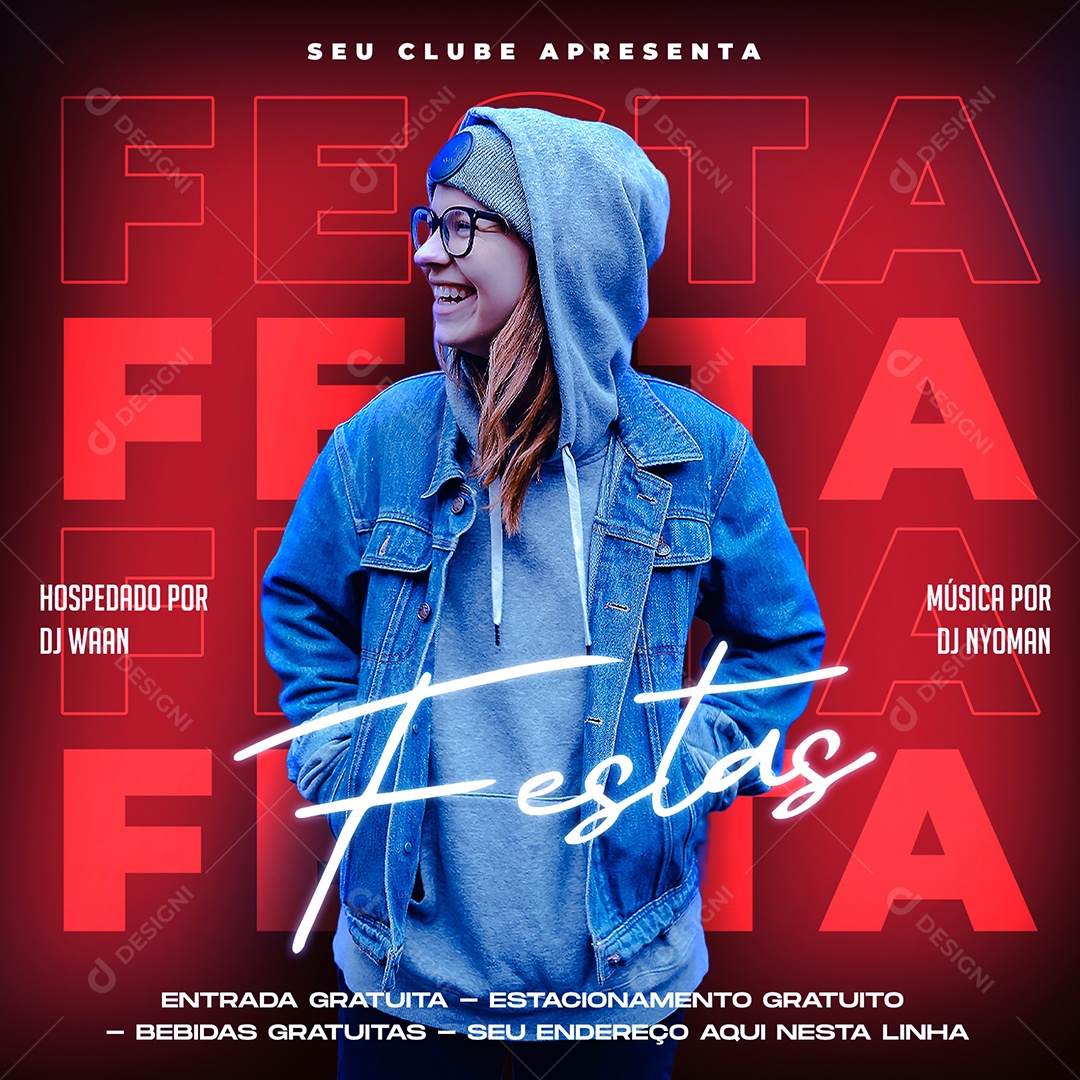 Flyer Festas Social Media PSD Editável