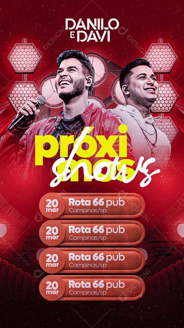Story Próximos Shows Agenda Danilo e Davi Flyer Social Media PSD Editável