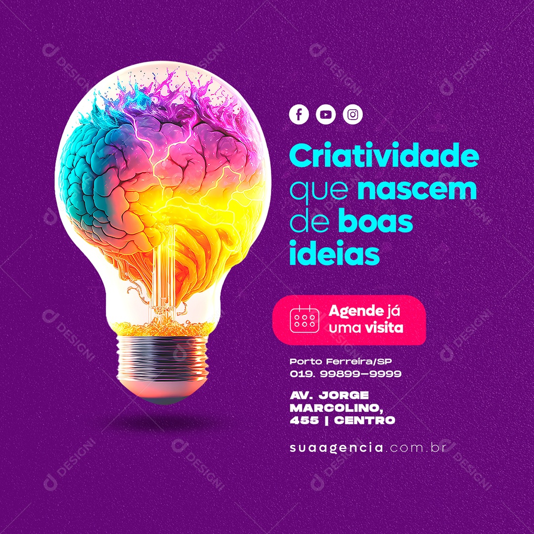 Criatividade Que Nascem de Boas Ideias Marketing Digital Social Media PSD Editável