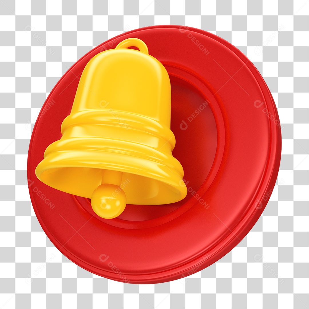 Sino Amarelo e Vermelho Elemento 3D Para Composição PNG Transparente