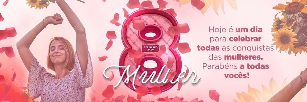 Carrossel Dia Internacional da Mulher 8 de Março Social Media PSD Editável