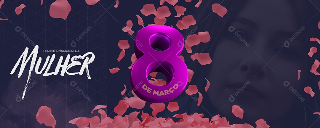 Banner Dia Internacional da Mulher 8 de Março Social Media PSD Editável