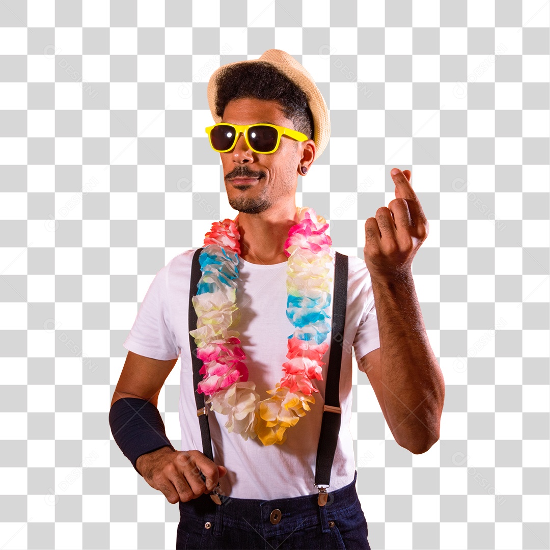 Homem Com Acessórios de Carnaval PNG Transparente