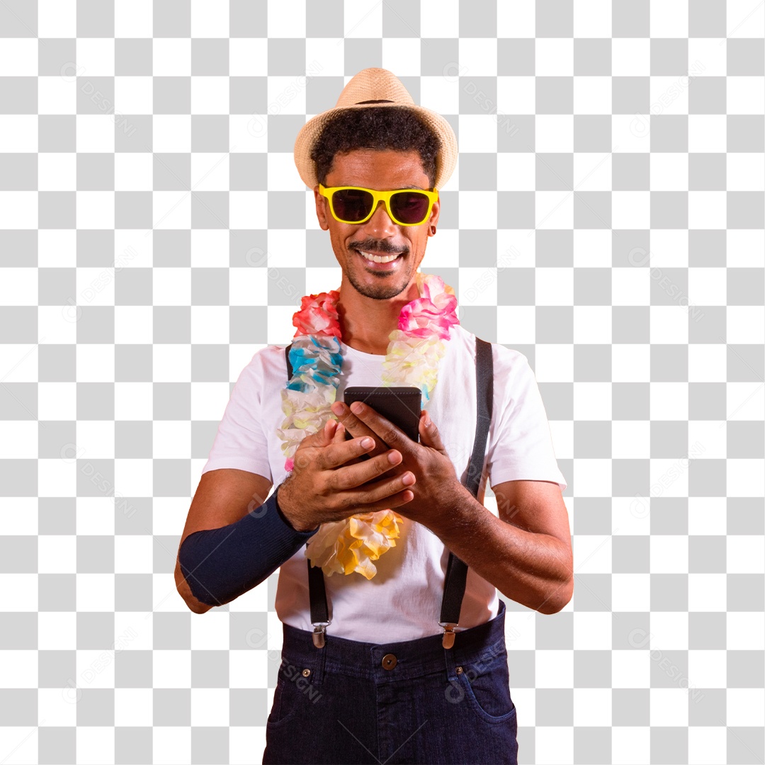 Homem Com Acessórios de Carnaval PNG Transparente