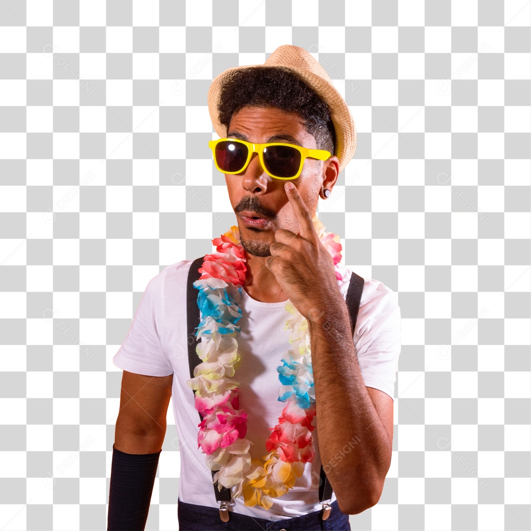 Homem Com Acessórios de Carnaval PNG Transparente