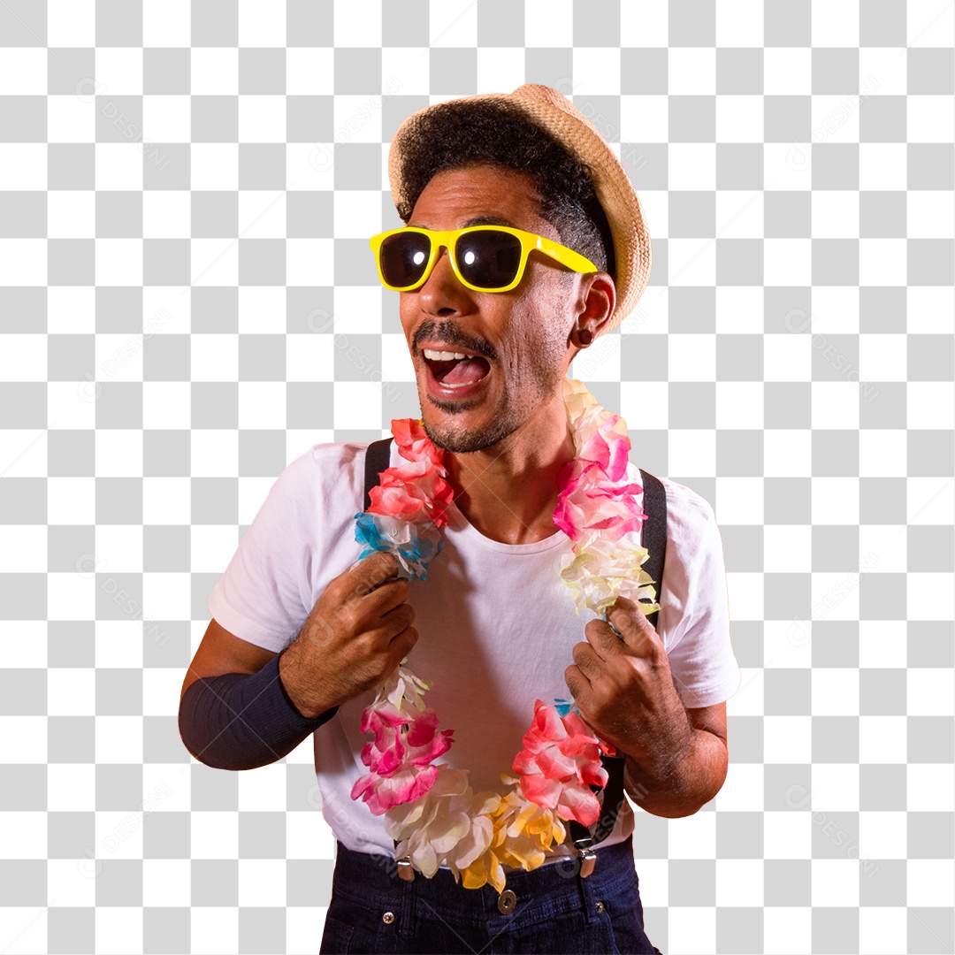Homem Com Acessórios de Carnaval PNG Transparente