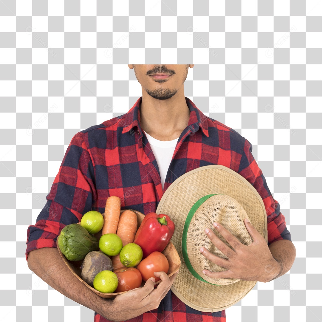 Homem Agricultor Segurando Legumes PNG Transparente