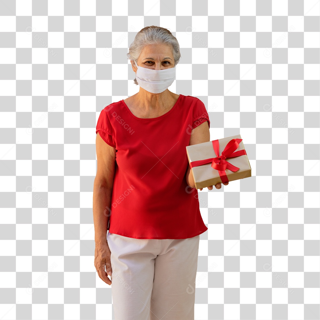 Senhora Segurando Presente de Dia Dos Namorados PNG Transparente