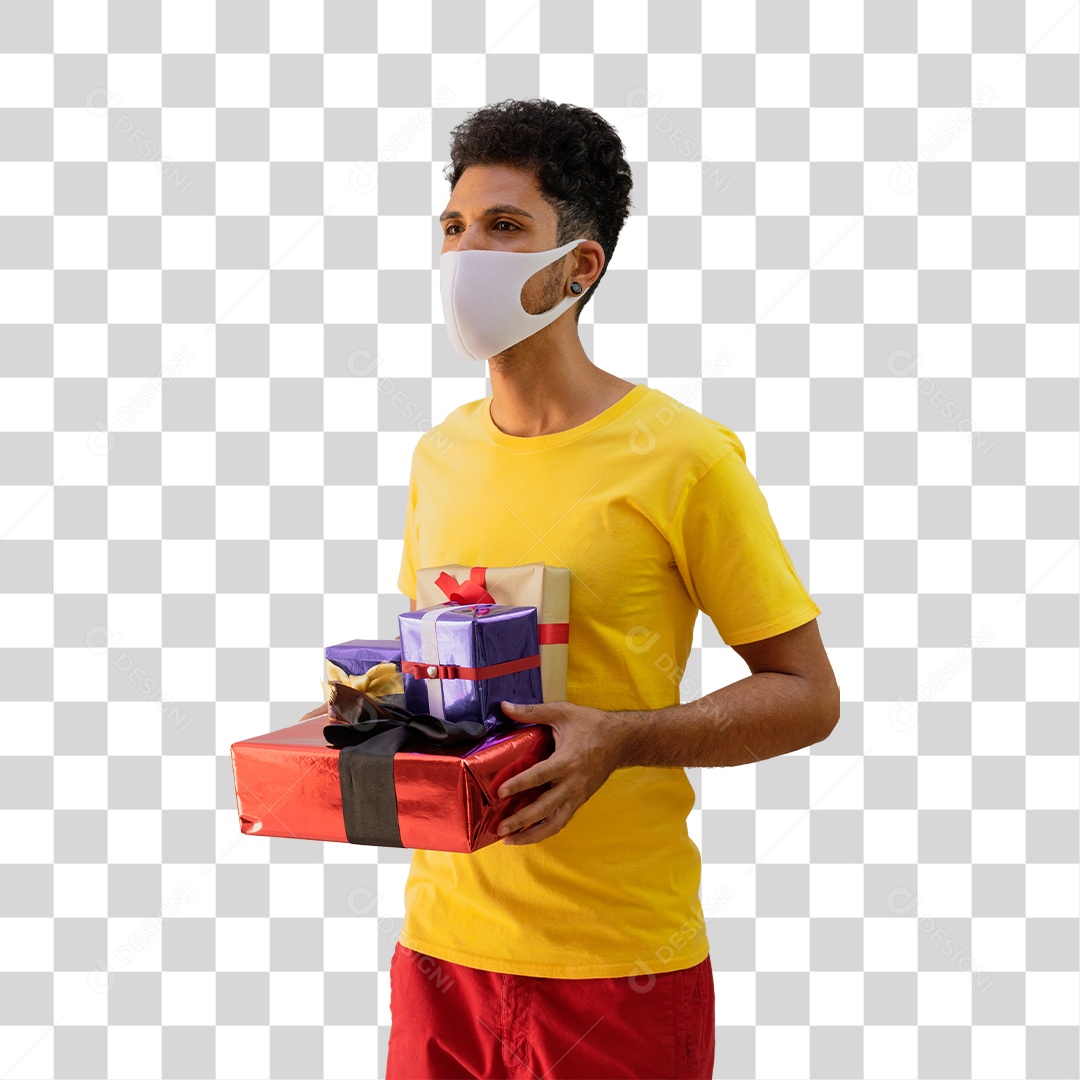 Homem Segurando Presente de Dia Dos Namorados PNG Transparente