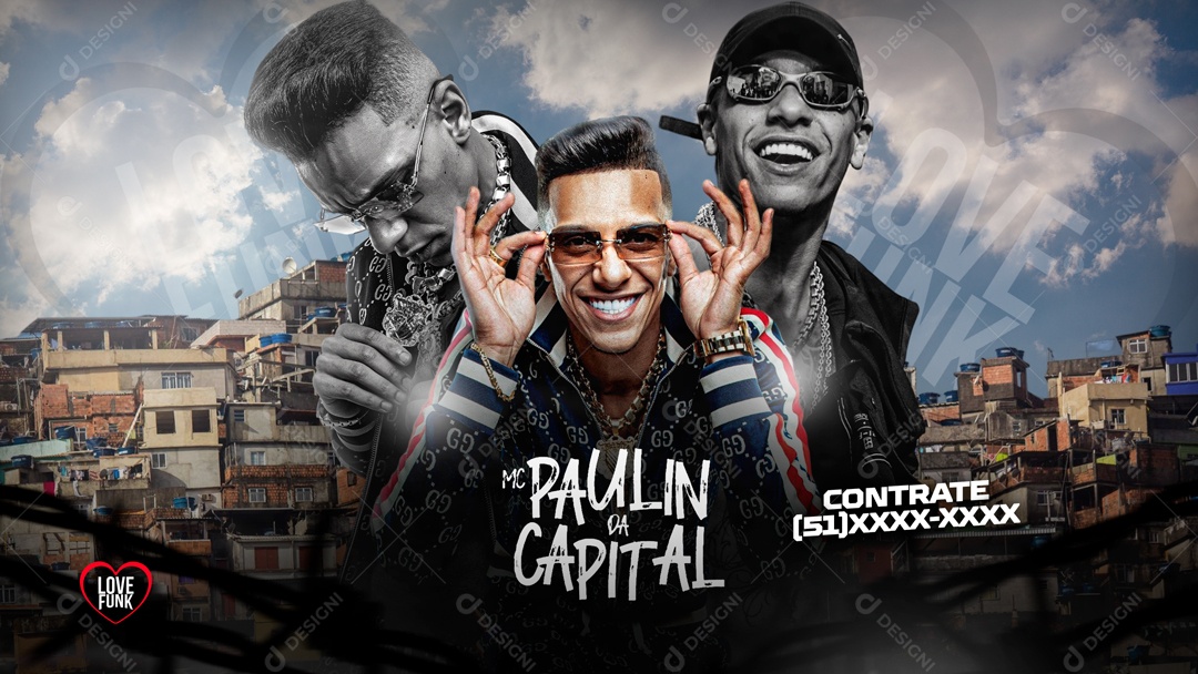 Banner Mc Paulin da Capital - Love Funk Social Media PSD Editável
