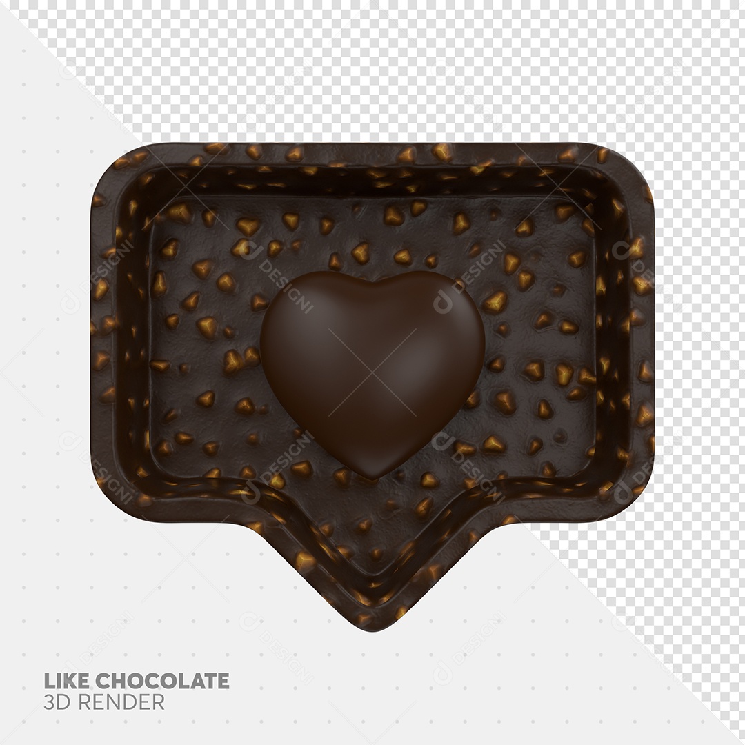 Elemento 3D Like de Chocolate de Páscoa Para Composição PSD