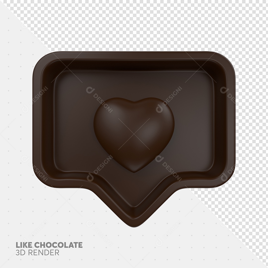 Elemento 3D Like de Chocolate de Páscoa Para Composição PSD