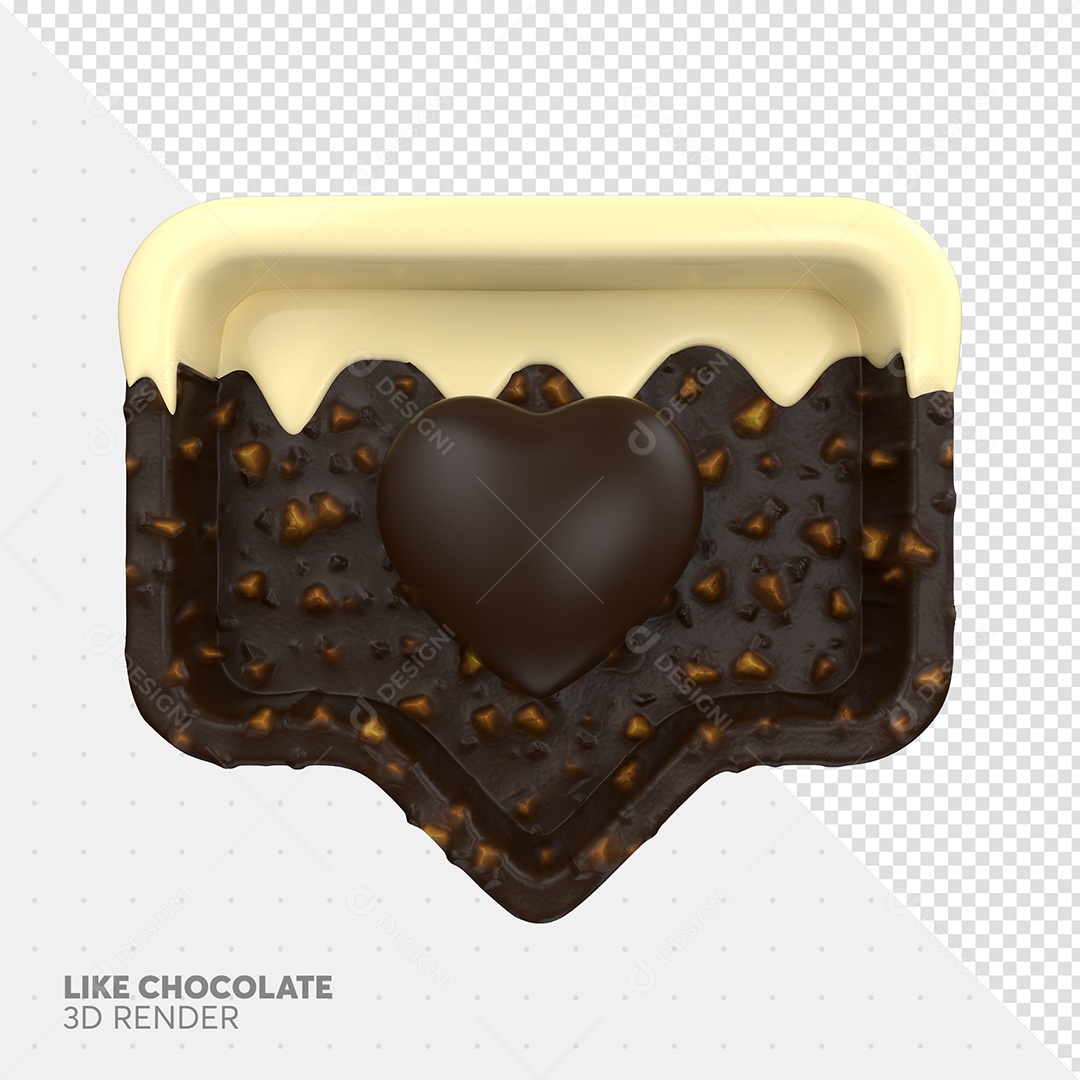 Like de Chocolate de Páscoa Elemento 3D Para Composição PSD
