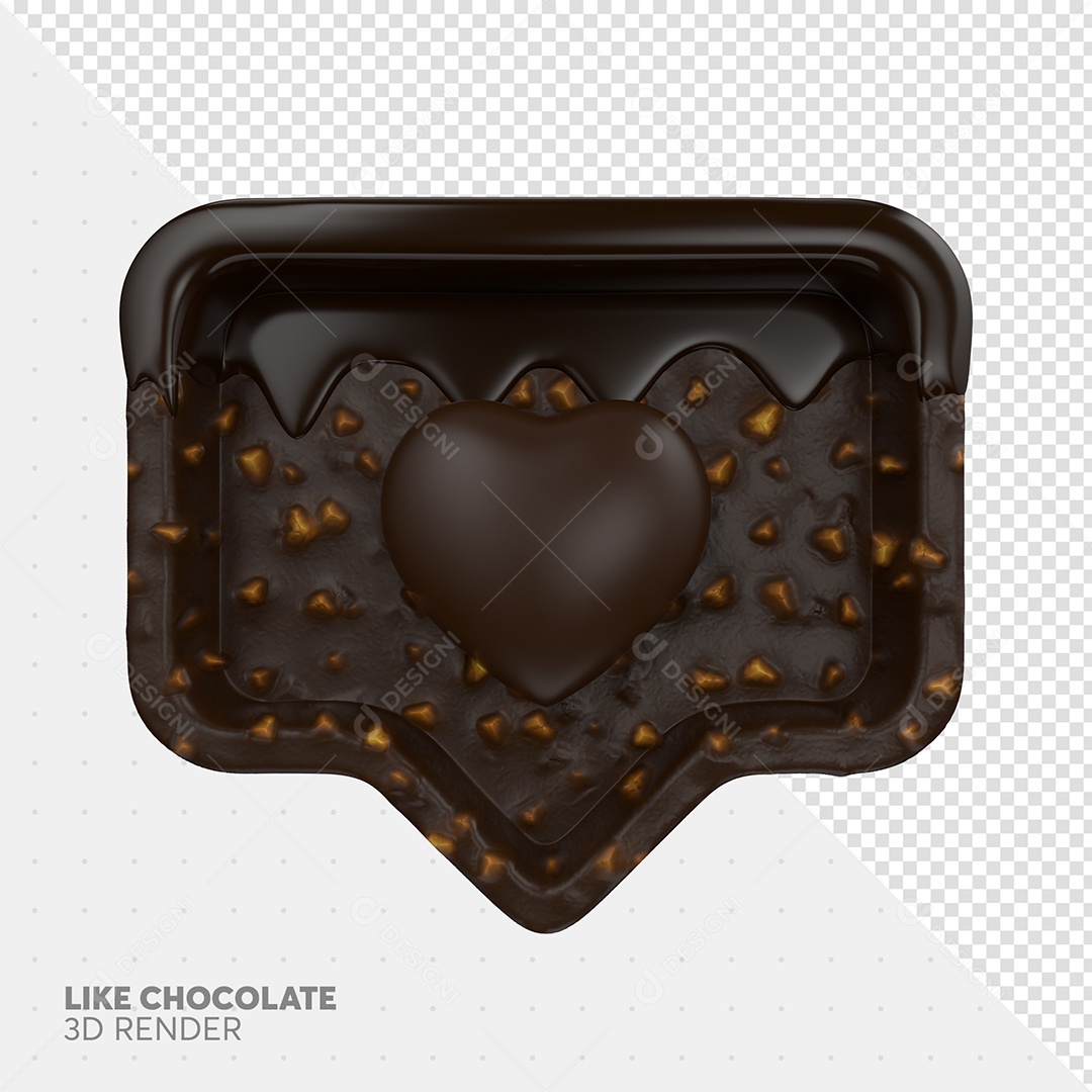 Like de Chocolate de Páscoa Elemento 3D Para Composição PSD
