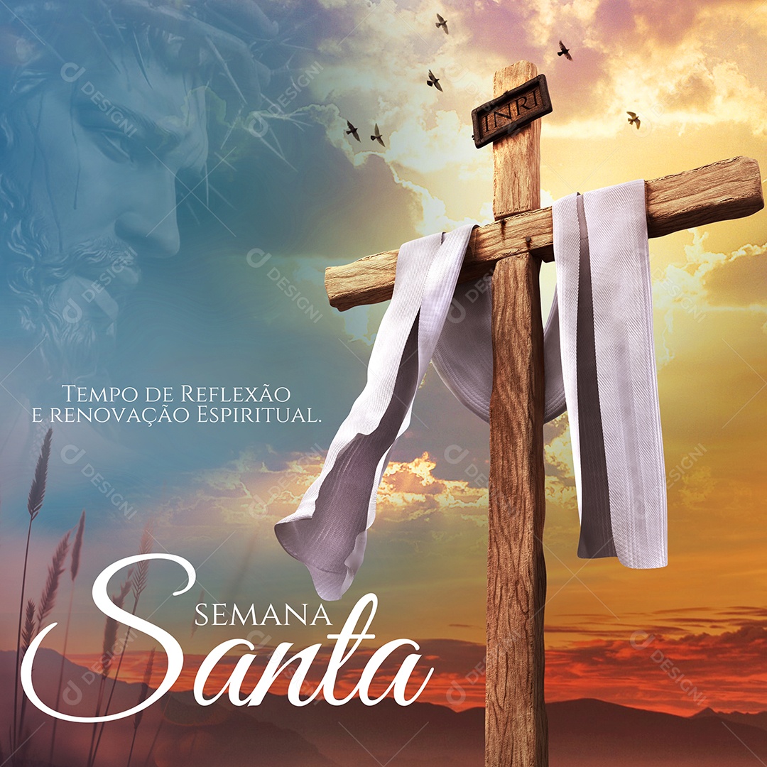 Semana Santa Tempo de Reflexão e Renovação Espiritual Social Media PSD Editável
