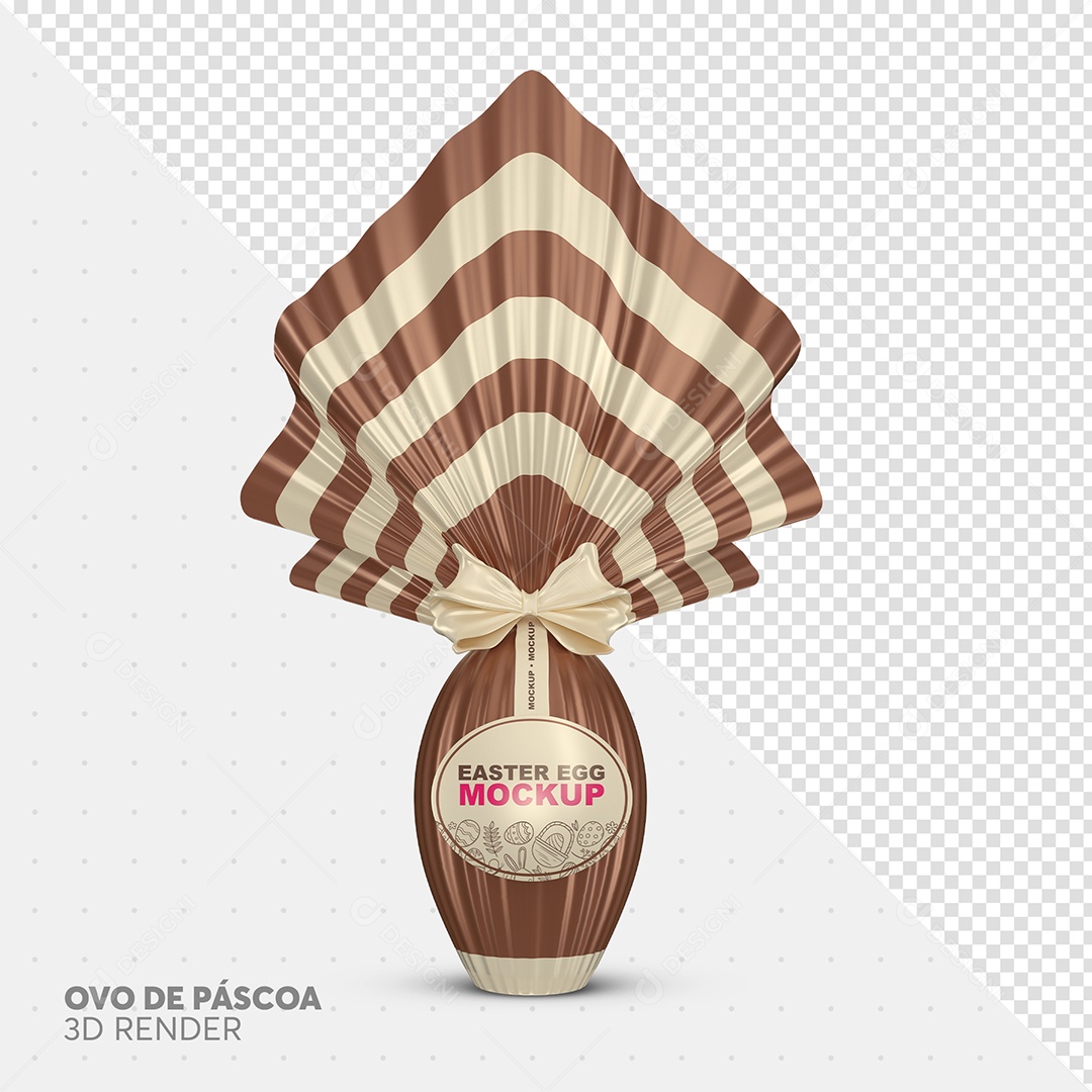 Mockup de Ovo de Páscoa Elemento 3D Marrom Composição PSD