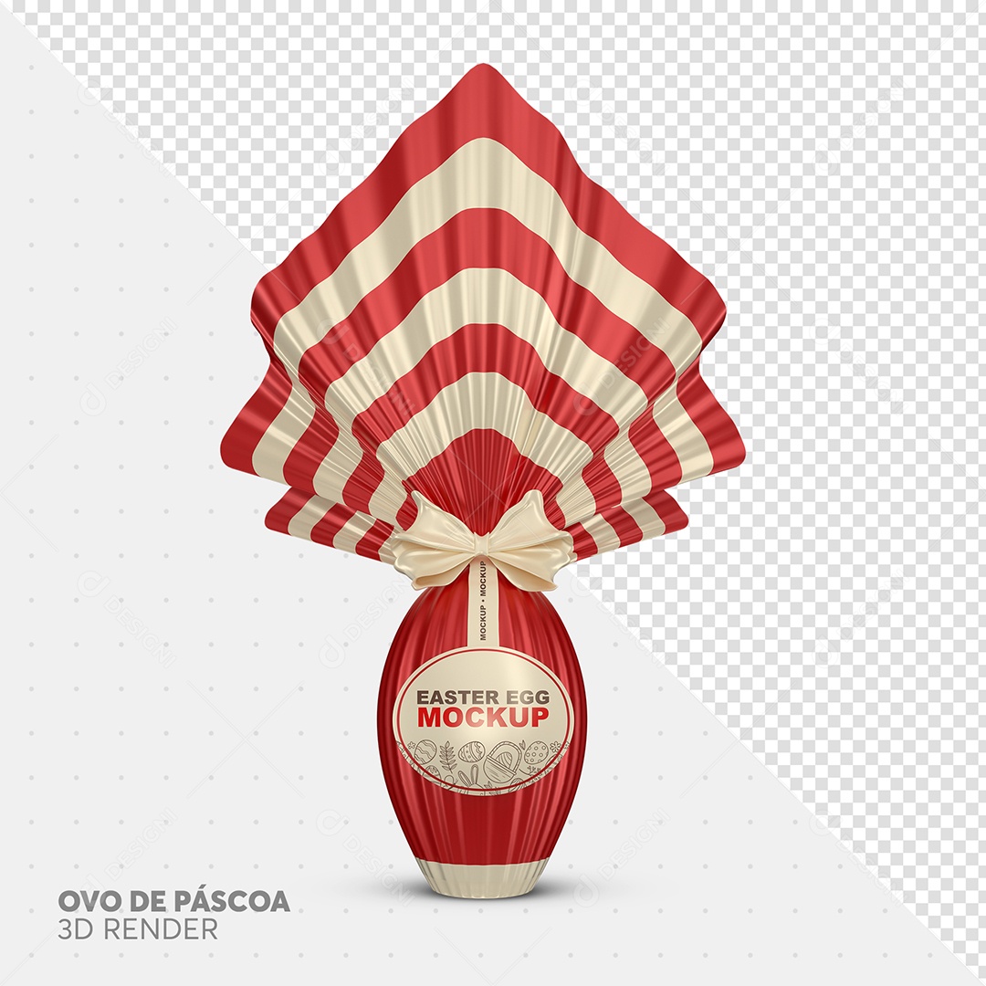 Mockup de Ovo de Páscoa Elemento 3D Vermelho Composição PSD