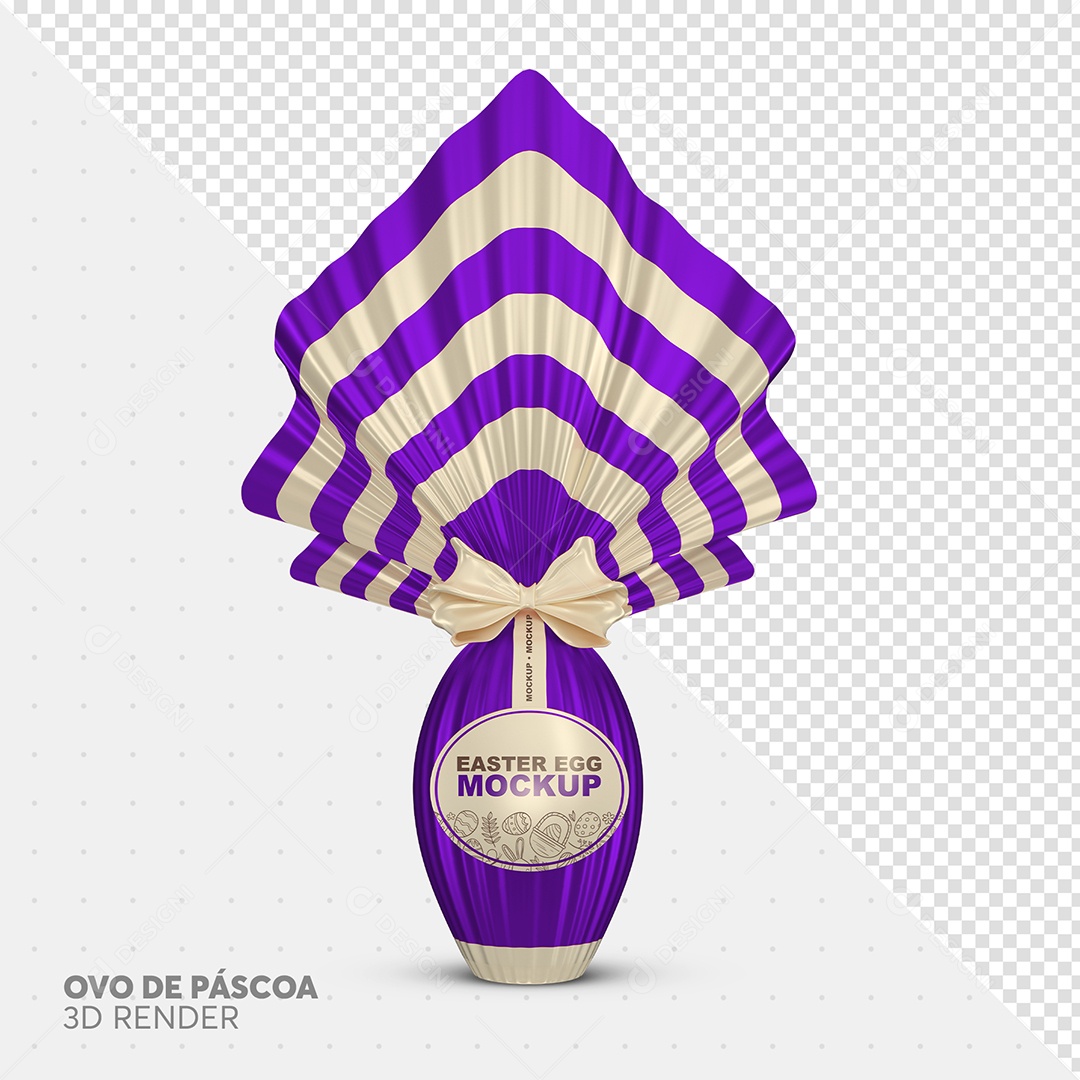 Mockup de Ovo de Páscoa Elemento 3D Roxo para Composição PSD