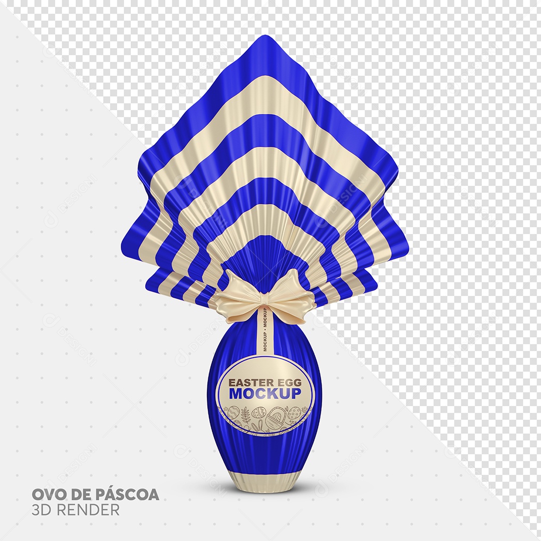 Mockup de Ovo de Páscoa Elemento 3D Azul para Composição PSD