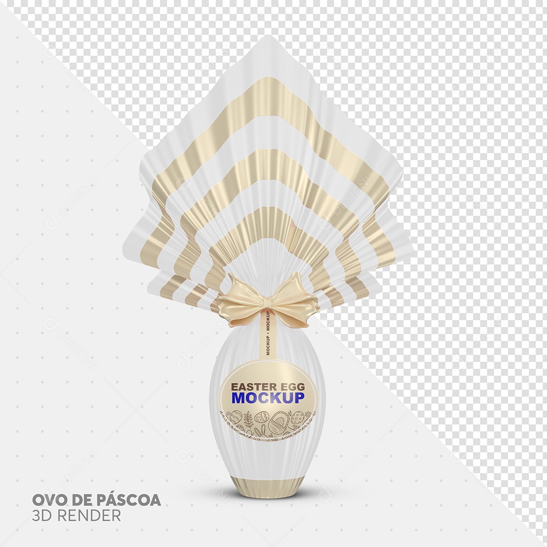 Mockup de Ovo de Páscoa Elemento 3D Branco para Composição PSD