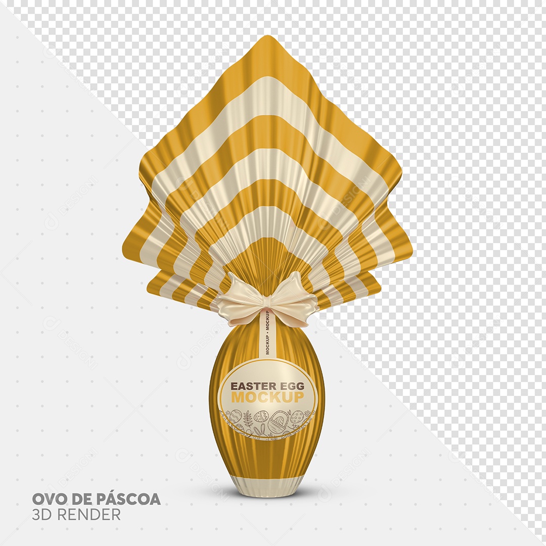 Mockup de Ovo de Páscoa Elemento 3D Amarelo para Composição PSD