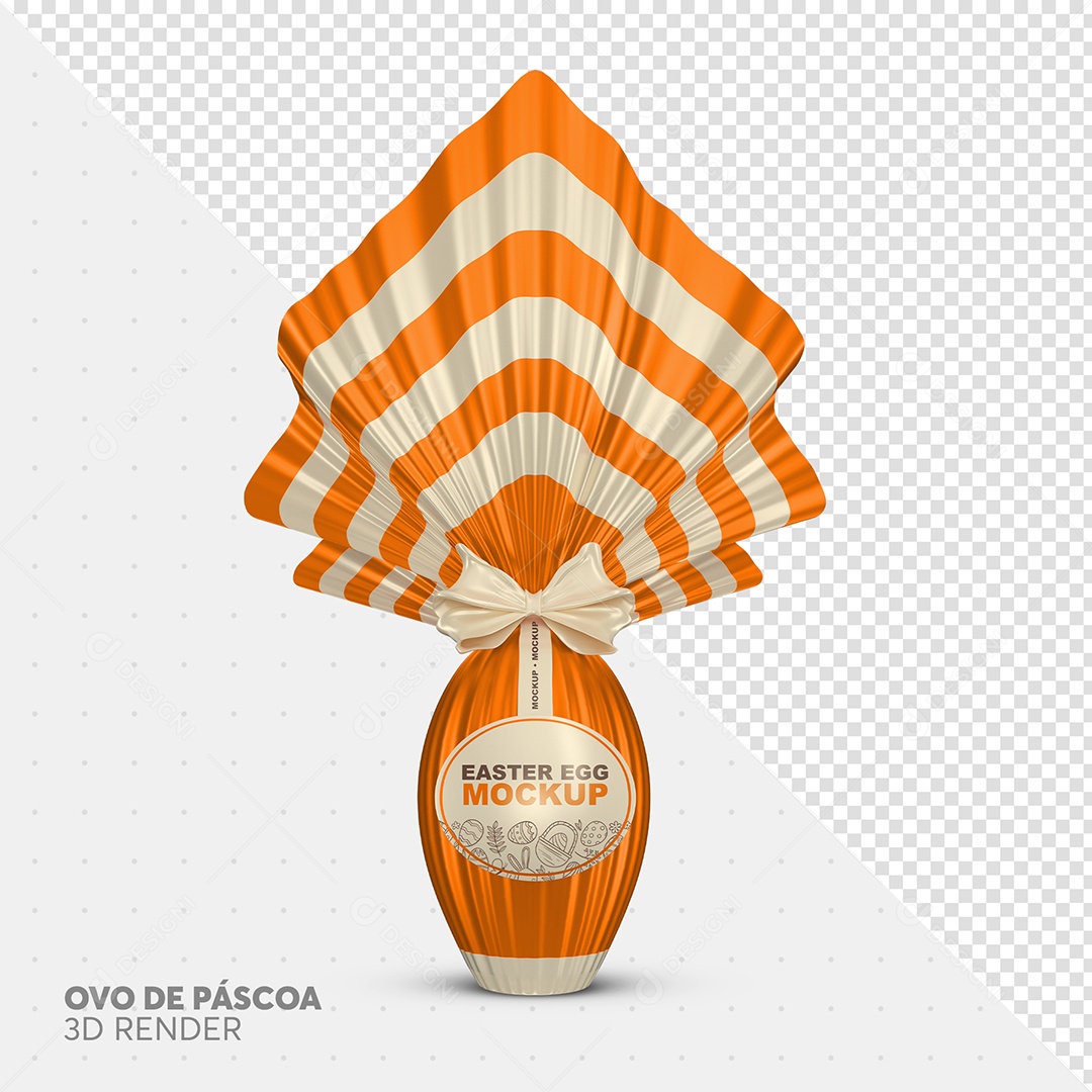 Mockup de Ovo de Páscoa Elemento 3D Laranja para Composição PSD