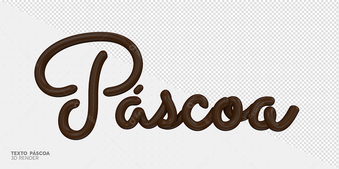 Páscoa Texto 3D de Chocolate para Composição PSD