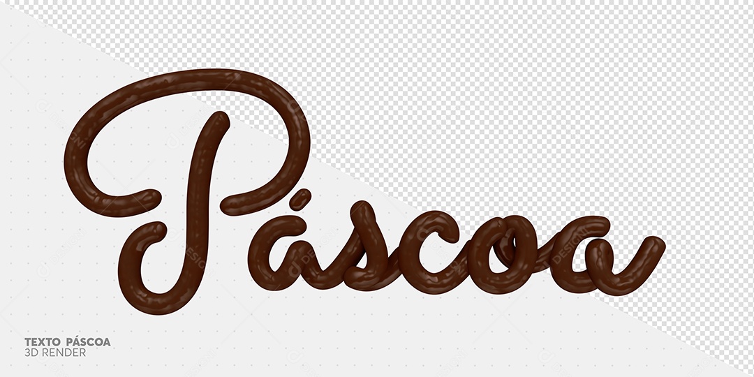 Páscoa Texto 3D de Chocolate para Composição PSD
