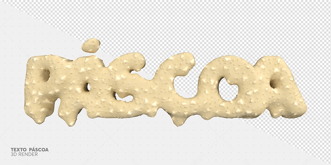 Páscoa Texto 3D de Chocolate Branco para Composição PSD