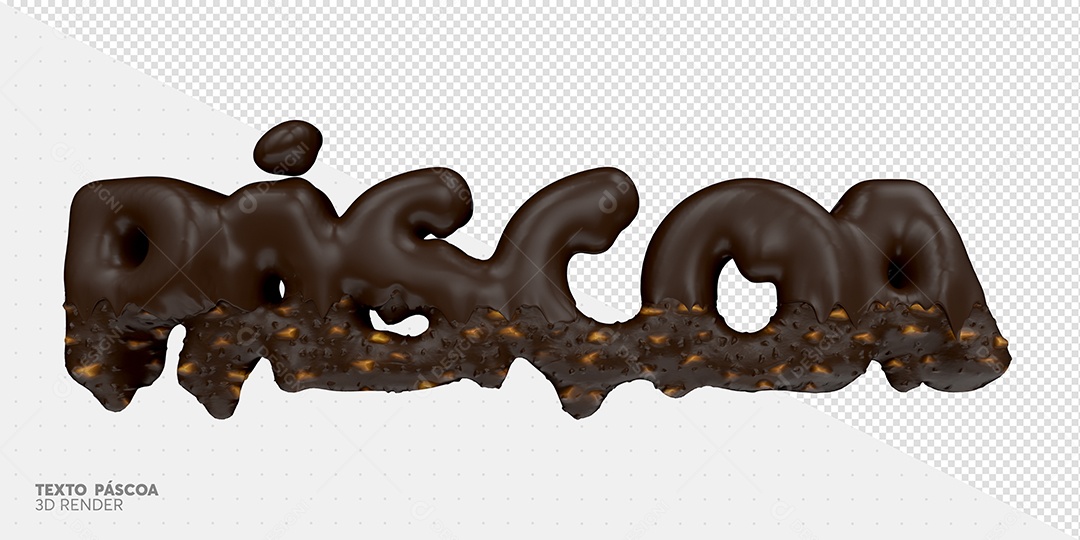 Páscoa Texto 3D de Chocolate para Composição PSD