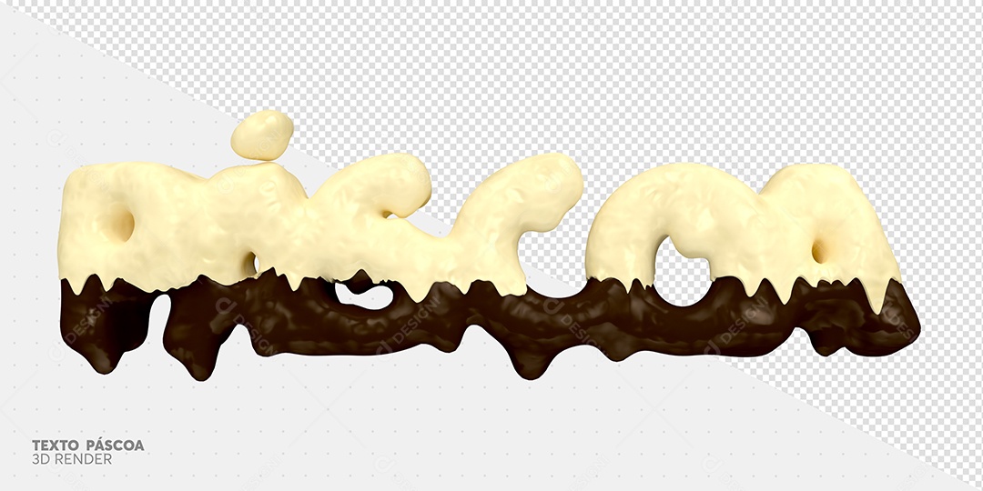 Páscoa Texto 3D de Chocolate e Chocolate Branco para Composição PSD