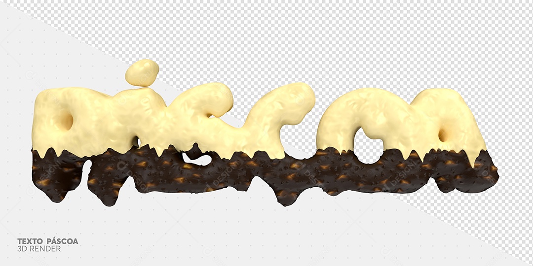 Páscoa Texto 3D de Chocolate e Chocolate Branco para Composição PSD