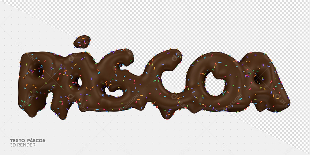 Páscoa Texto 3D de Chocolate para Composição PSD