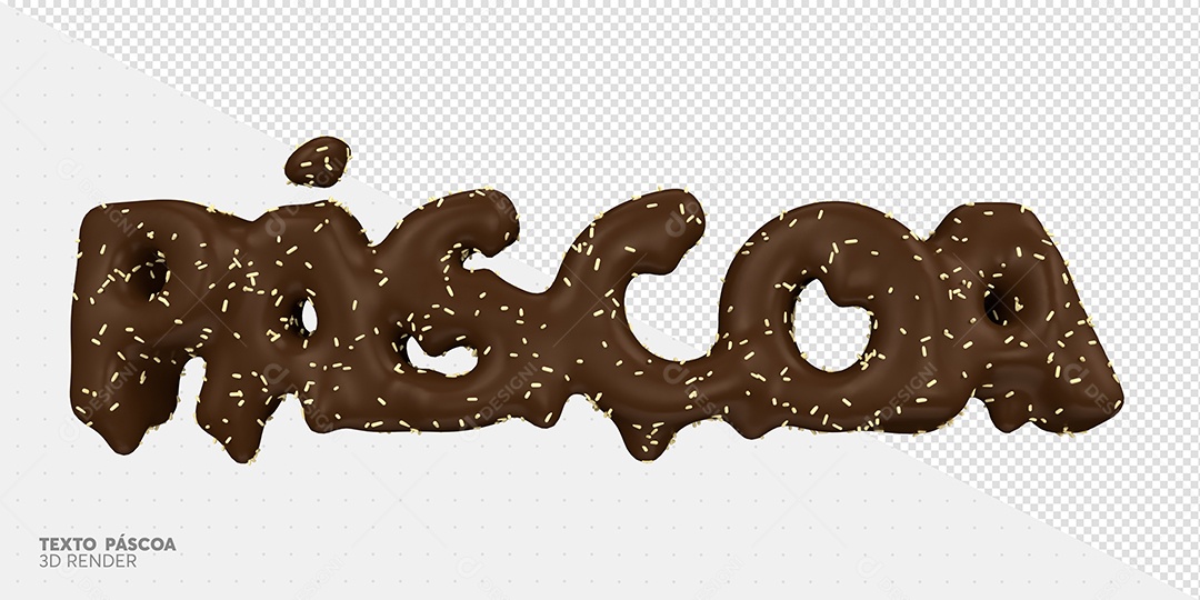 Páscoa Texto 3D de Chocolate Amargo para Composição PSD