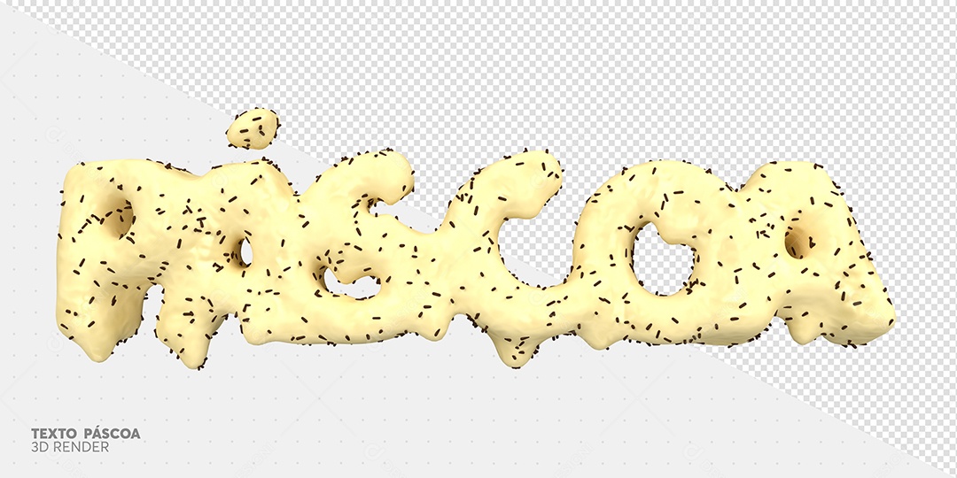 Páscoa Texto 3D de Chocolate Branco para Composição PSD