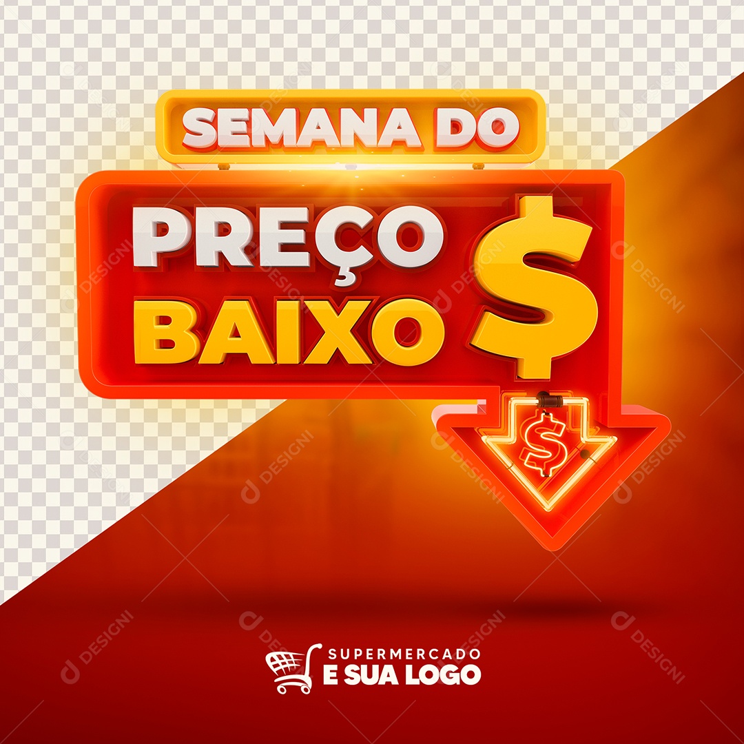 Semana do Preço Baixo Selo 3D PSD + PNG Transparente