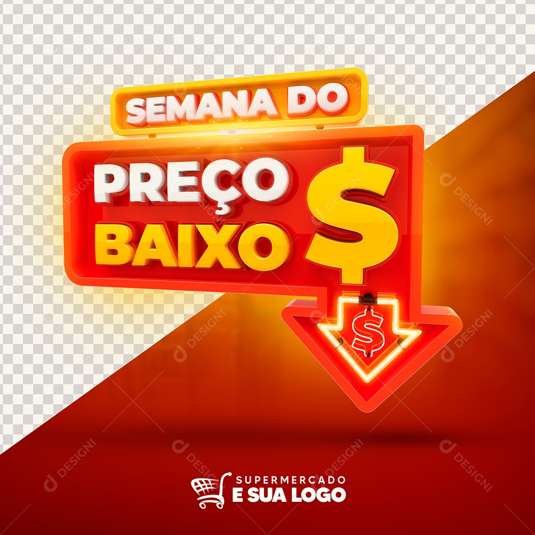 Semana do Preço Baixo Selo 3D PSD + PNG Transparente