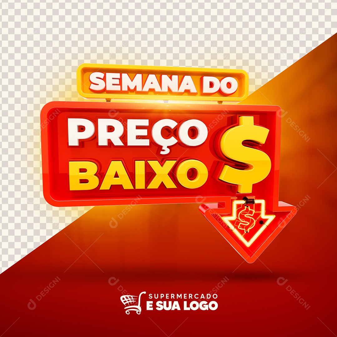 Semana do Preço Baixo Selo 3D PSD + PNG Transparente