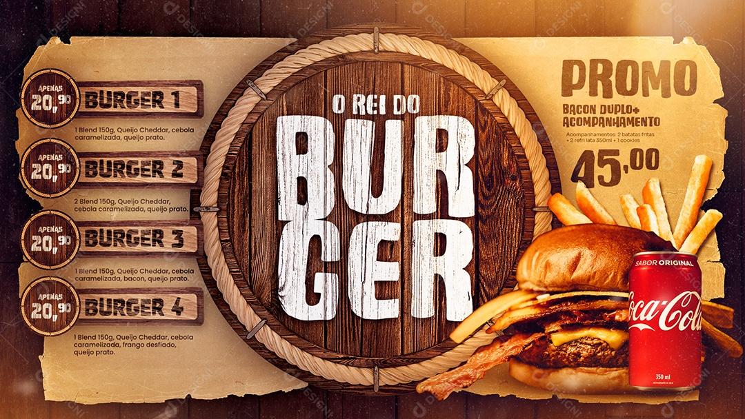Modelo de Cardápio Hamburgueria PSD Editável