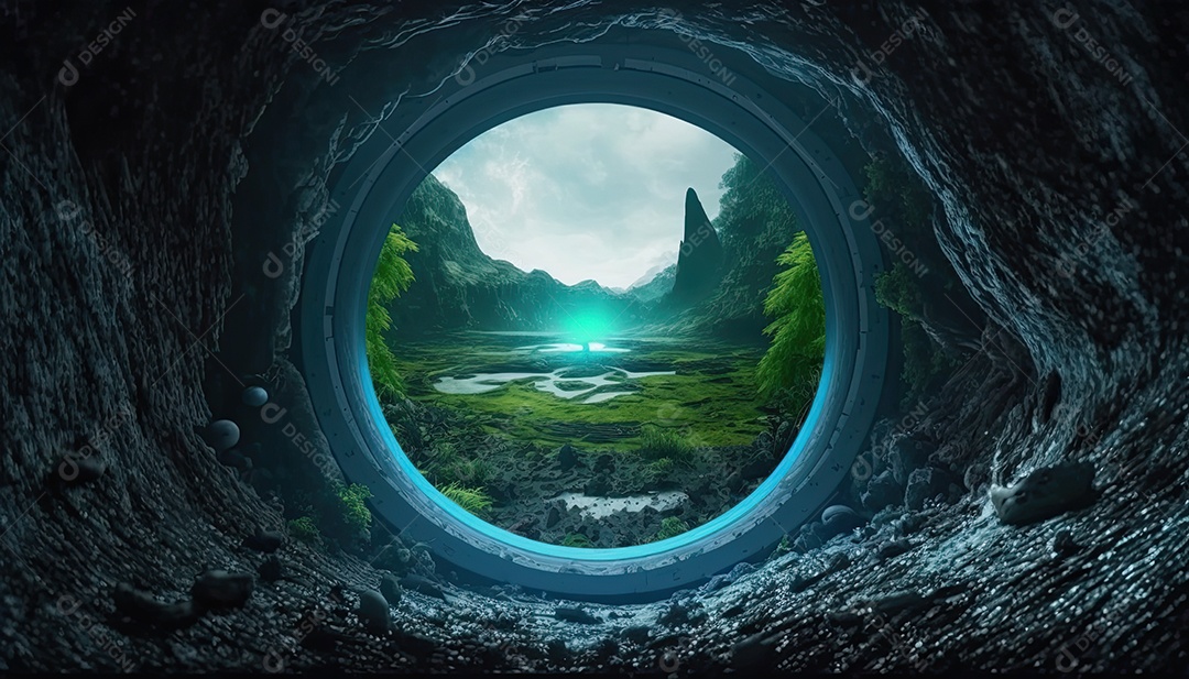 Ilustração de um portal de fantasia