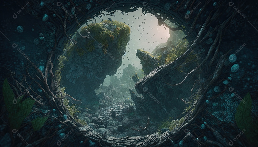 Ilustração de um portal de fantasia