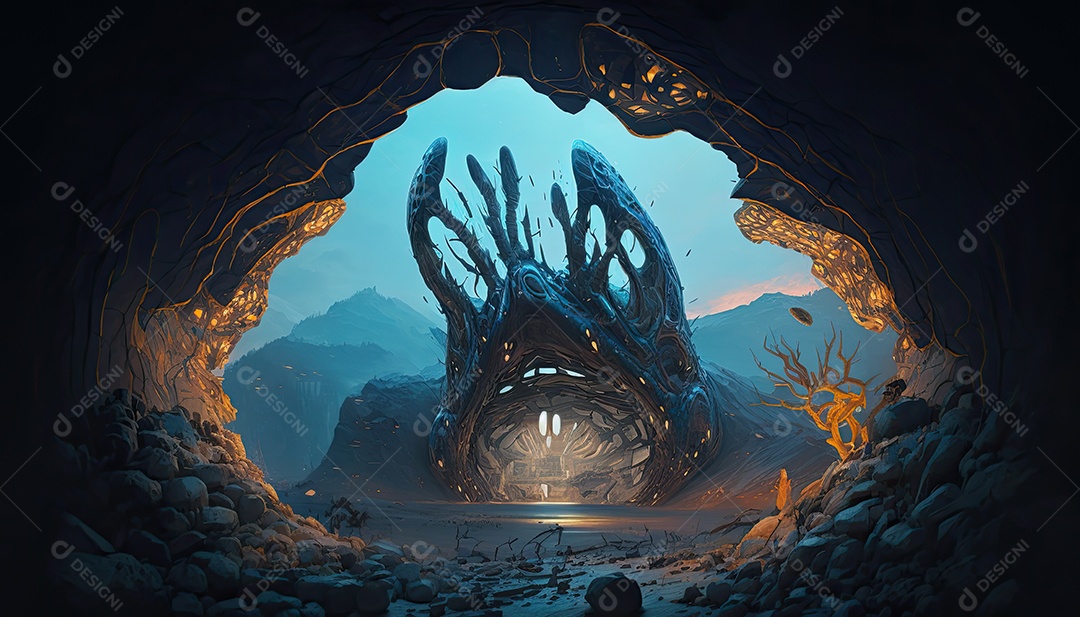 Ilustração de um portal de fantasia