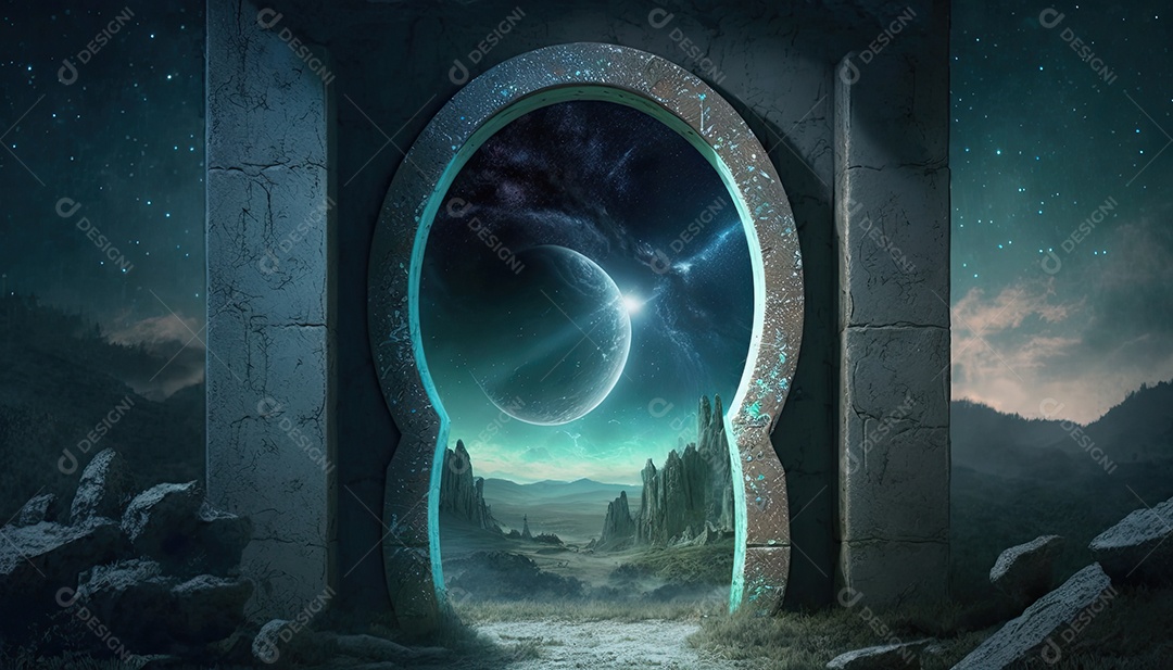 Ilustração de um portal de fantasia