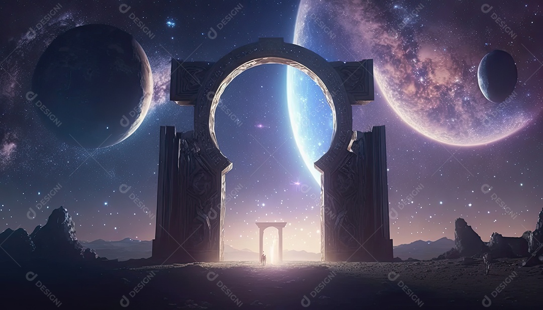 Ilustração de um portal de fantasia