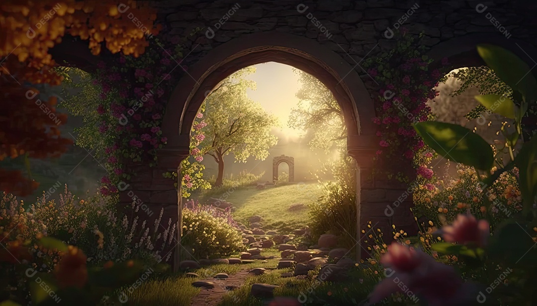 Ilustração de um portal de fantasia